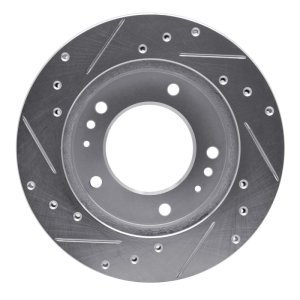 Jaguar XJR Brake Rotor (1) - Rear Right - R1 Concepts - Drilled & Slotted - Silver - `06-`15